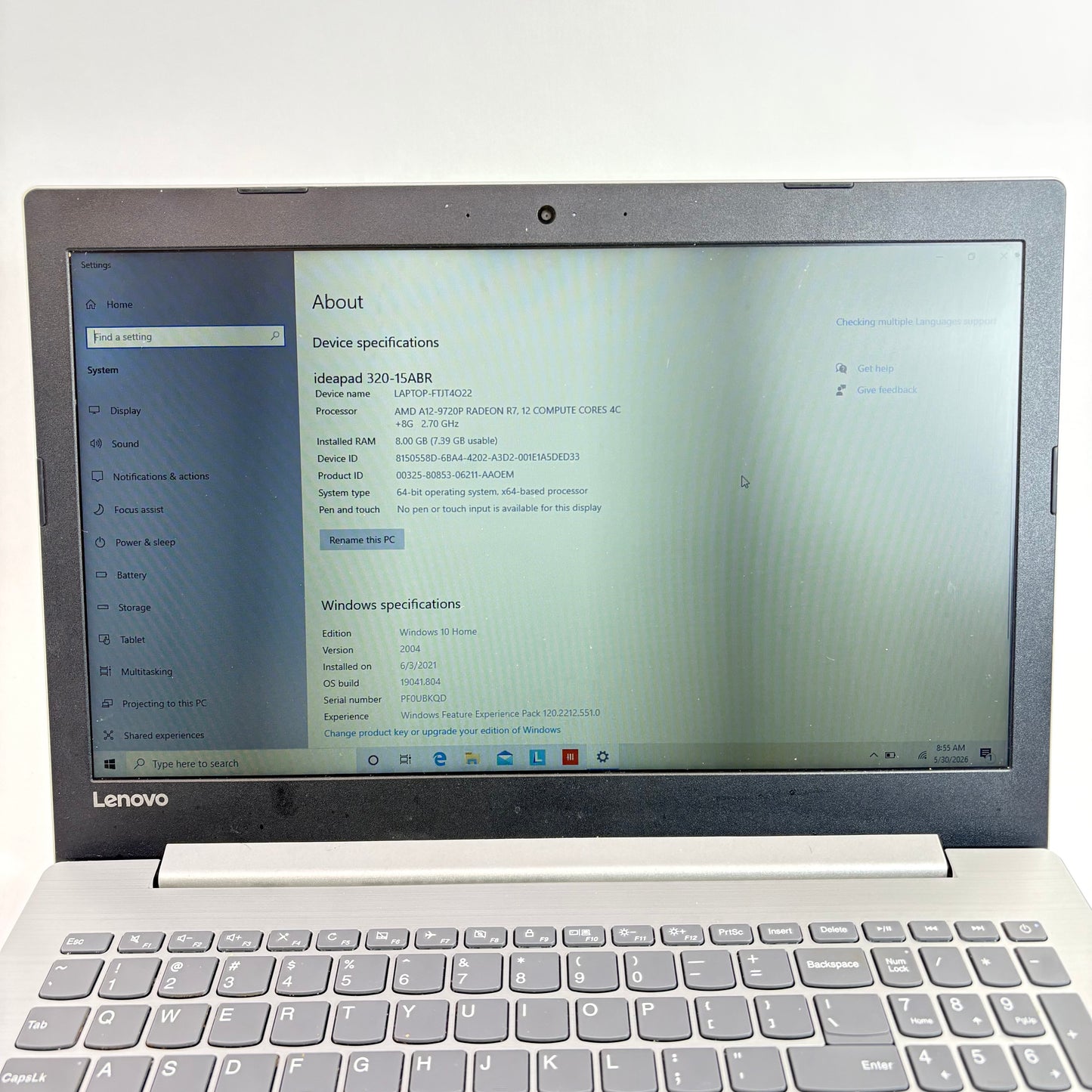 Lenovo Ideapad 320 320-15ABR 15.6" A12-9720P 2.7GHz 8GB RAM 1TB HDD