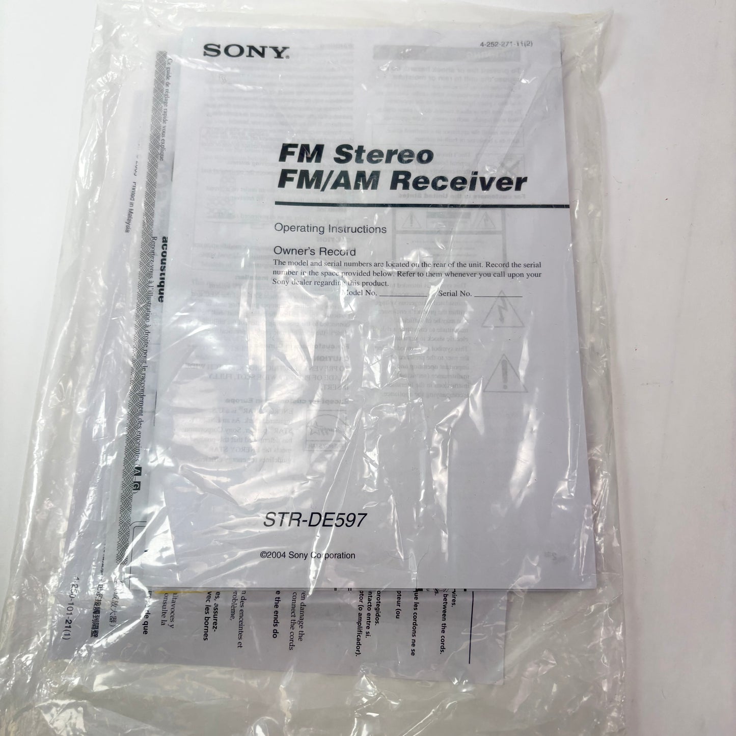 Sony STR-DE597 220W 8-16 ohm 6 Channel AV Receiver AMPG1US1BLK