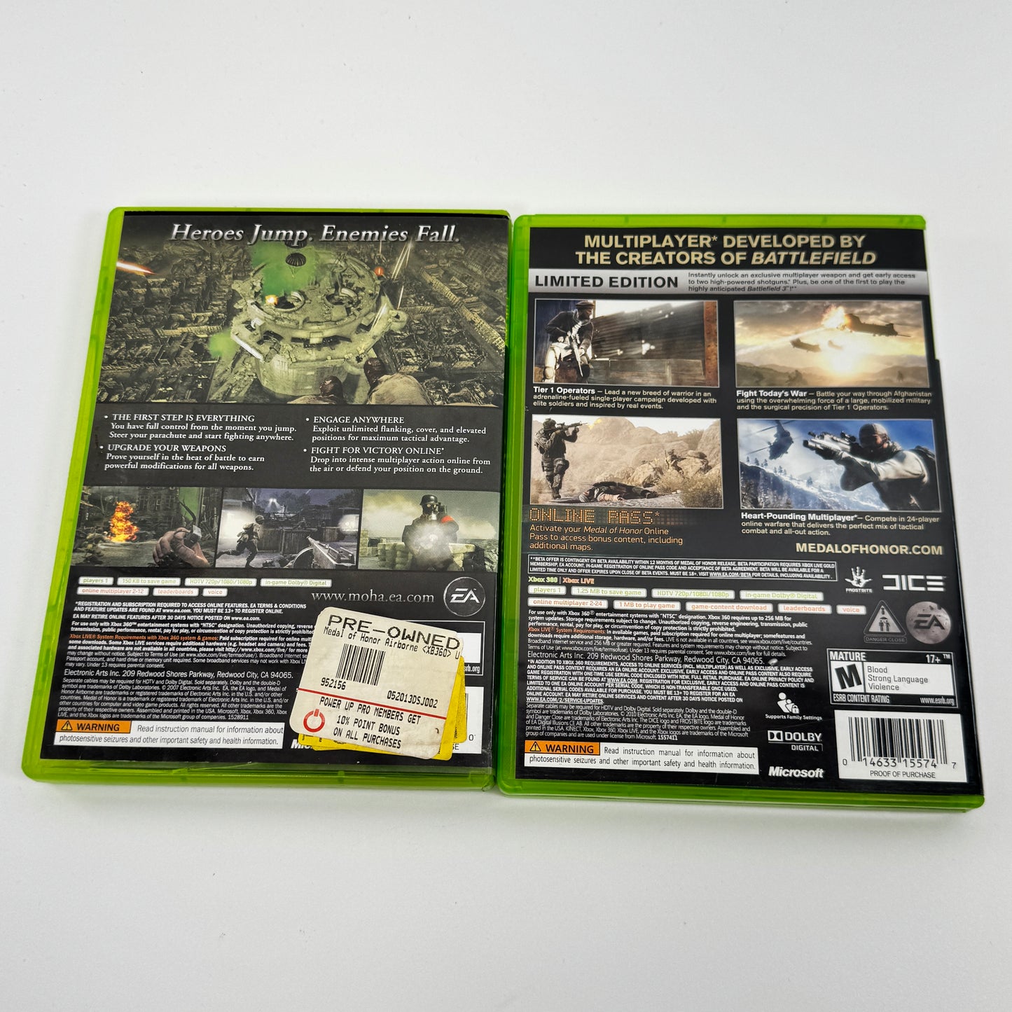 Lot of 2 Medal of Honor Airborne, Medal of Honor Limited Edition Xbox 360 Games