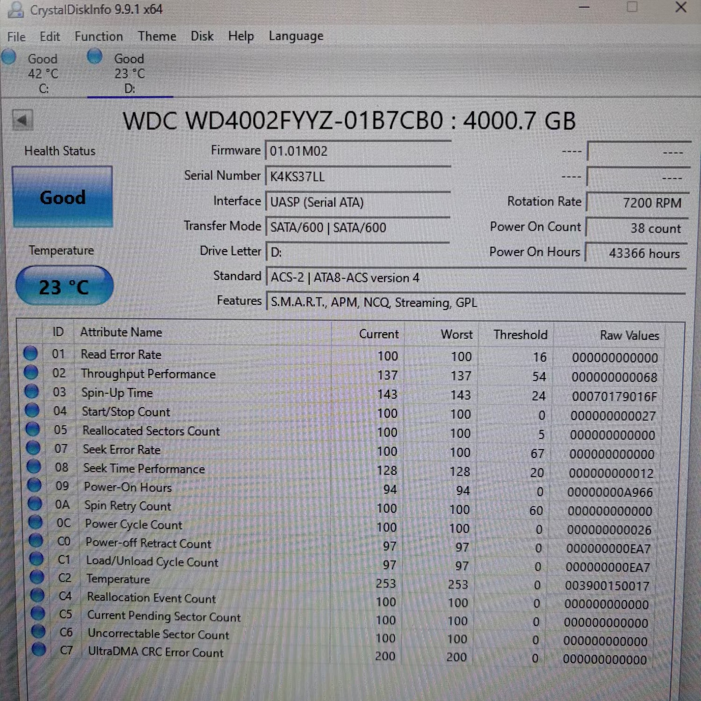 Western Digital WD 3.5" Gold Enterprise Class 4TB SATA III 6Gbps HDDย