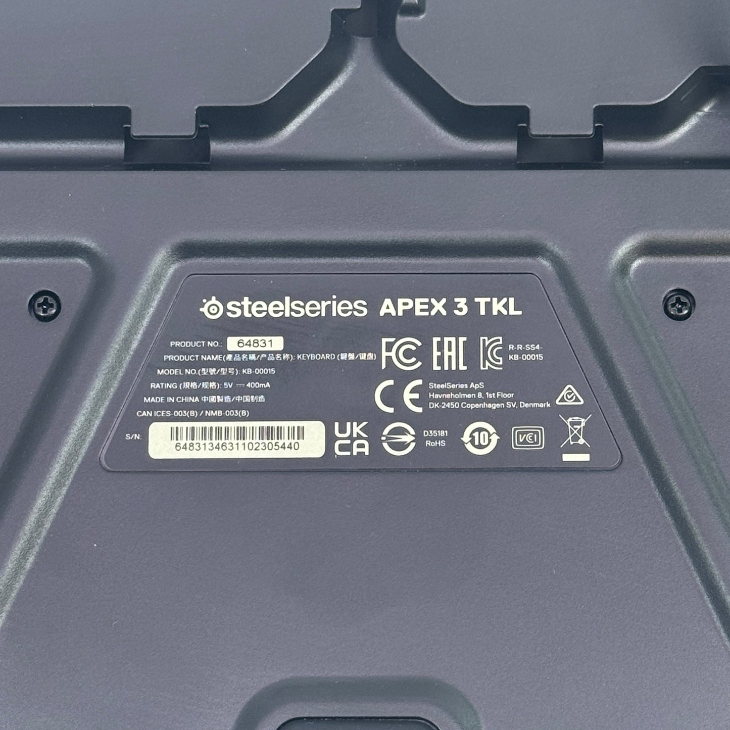 Steelseries Apex 3 TKL Membrane Gaming Keyboard KB-00015