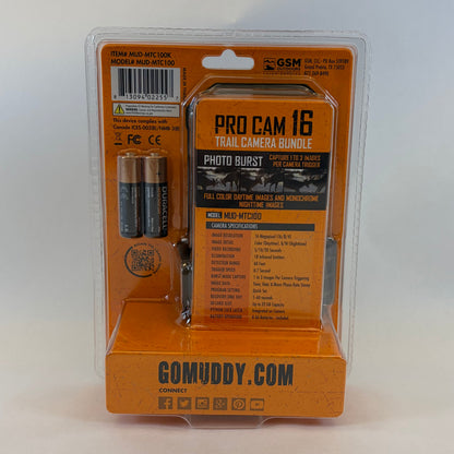 MUDDY Pro Cam 16 Combo Video Trail Camera Batteries & 16GB Memory MUD-MTC100