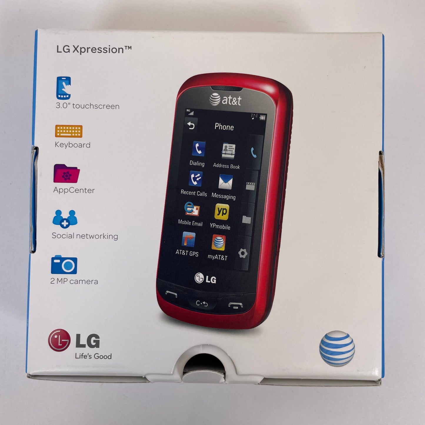 AT&T LG Xpression C395 Slider QWERTY Keyboard Cellphone Red