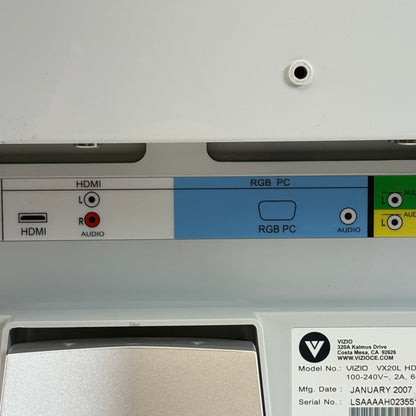 Vizio 20 10208010022 VX20L HDTV LCD 720p Retro Gaming TV 2007