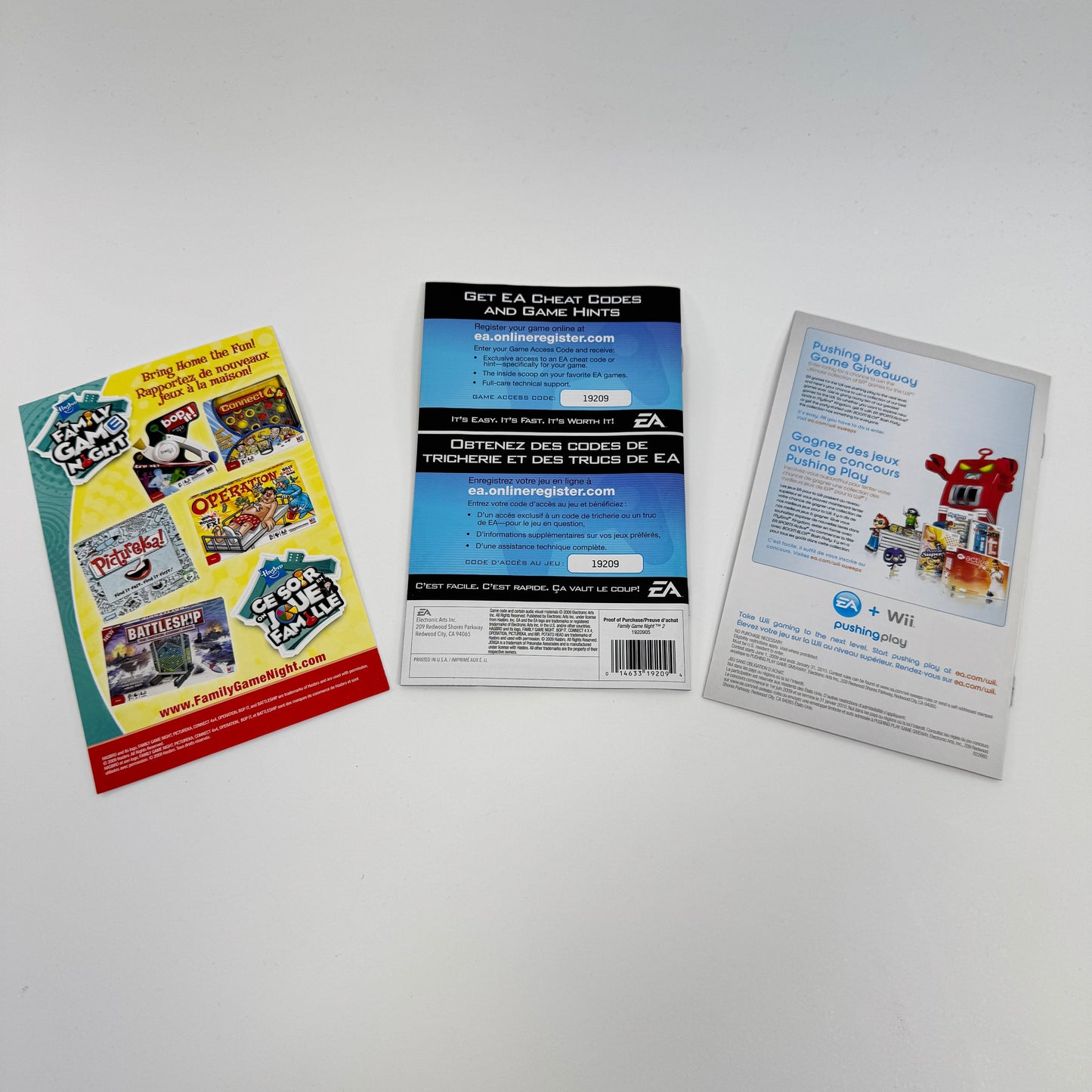 Lot of 3 Hasbro Family Game Night (1, 2, and 3) Wii Games CIB