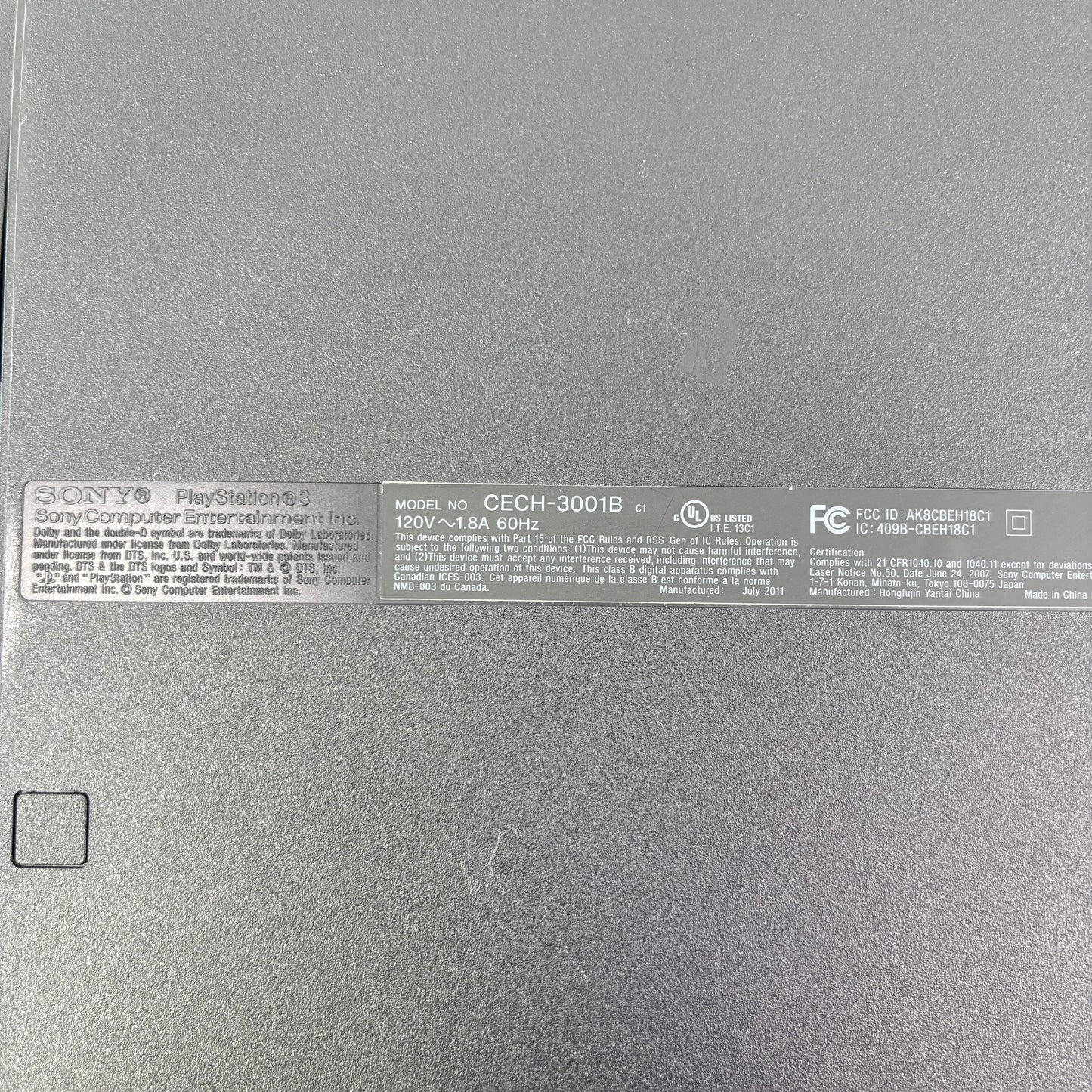 Sony PlayStation 3 Slim PS3 320GB Black Console Gaming System CECH-3001B - READ