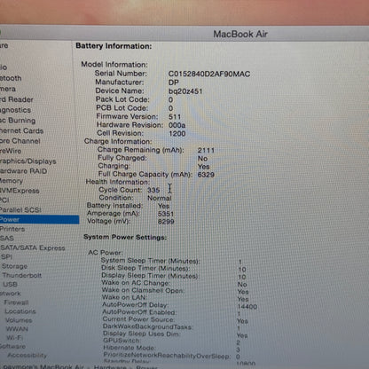 2012 Apple MacBook Air 13.3" i5 1.6GHz 4GB RAM 250GB SSD Silver A1466