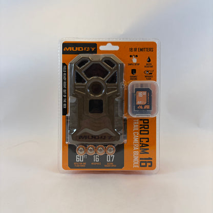 MUDDY Pro Cam 16 Combo Video Trail Camera Batteries & 16GB Memory MUD-MTC100
