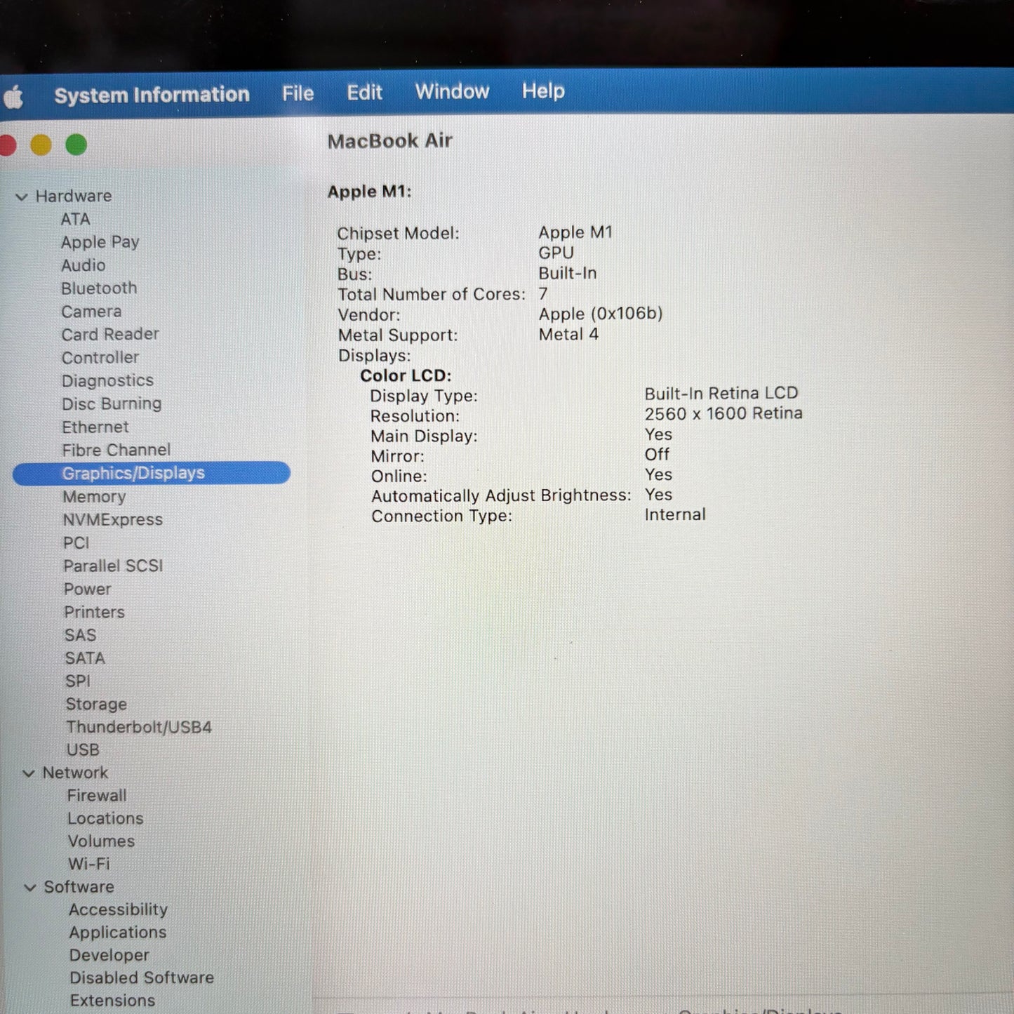 2020 Apple MacBook Air 13.3" M1 7C GPU 3.2GHz 8GB RAM 256GB SSD A2337