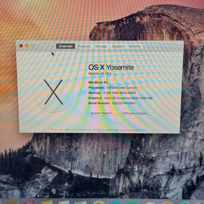 2012 Apple MacBook Air 13.3" i5 1.6GHz 4GB RAM 250GB SSD Silver A1466