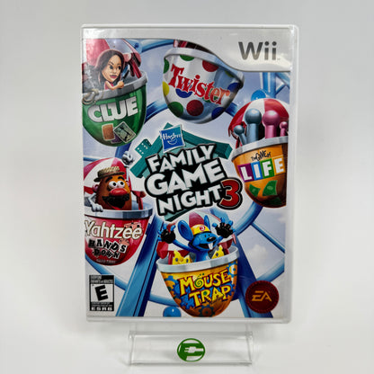 Lot of 3 Hasbro Family Game Night (1, 2, and 3) Wii Games CIB