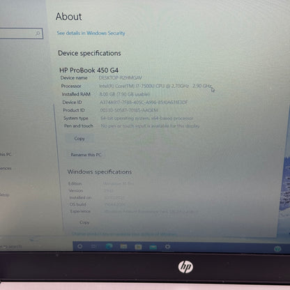 HP Probook 450 G4 8265NGW 15.6" i7-7500U 2.7GHz 8GB RAM 1TB HDD