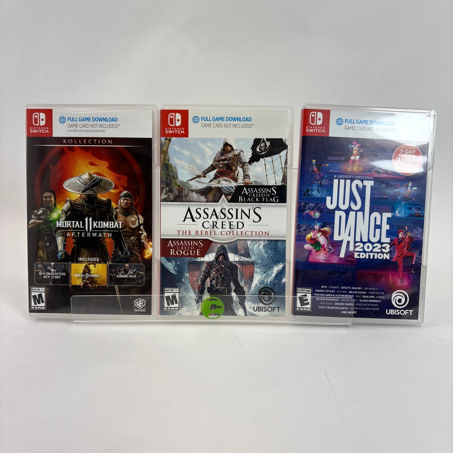 New Lot of 3 Digital Nintendo Games Assassins Creed Just Dance Mortal Kombat 11