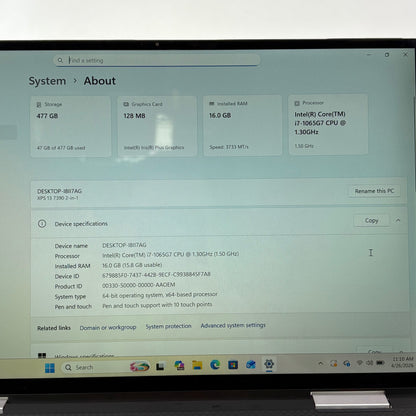 Dell XPS 7390 2-IN-1 13.3" i7-1065G7 1.3GHz 16GB RAM 512GB SSD
