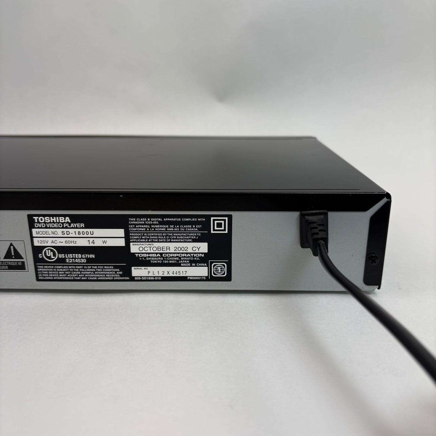 Toshiba SD-1800U DVD PLAYER