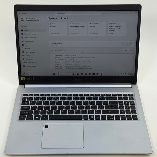 Acer Aspire 5 A515-54 15.6" i5-8265U 1.6GHz 12GB RAM 500GB SSD