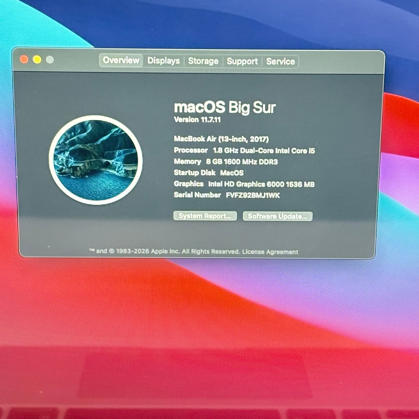 2017 Apple MacBook Air 13.3" i5 1.8GHz 8GB RAM 128GB HDD Silver A1466