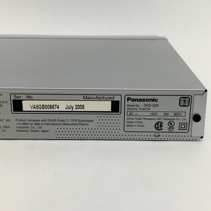 Panasonic DVD-S29 CD/DVD Player Advanced Progressive Scan GC-5713