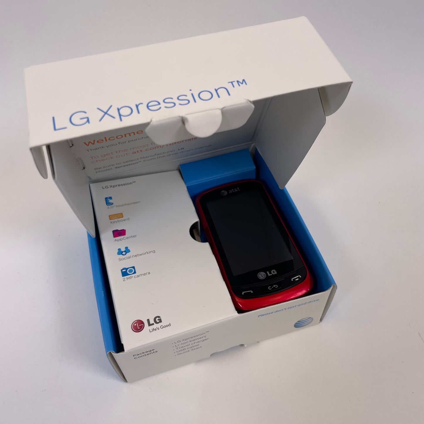 AT&T LG Xpression C395 Slider QWERTY Keyboard Cellphone Red