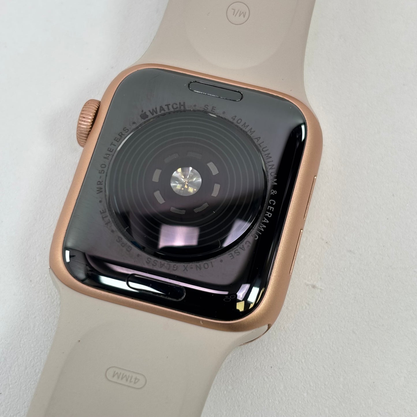 Unlocked Apple Watch SE 1st Gen 40MM Rose Gold Aluminum Beige Sport Band A2353