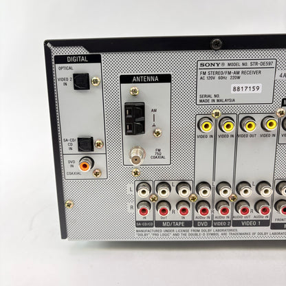 Sony STR-DE597 220W 8-16 ohm 6 Channel AV Receiver AMPG1US1BLK