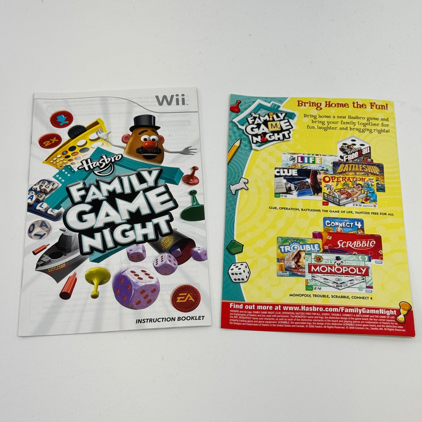Lot of 3 Hasbro Family Game Night (1, 2, and 3) Wii Games CIB
