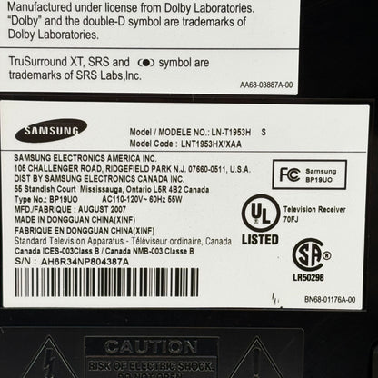 Samsung 19" LN-T1953H LN-T1953H LCD 720p Retro Gaming TV 2007