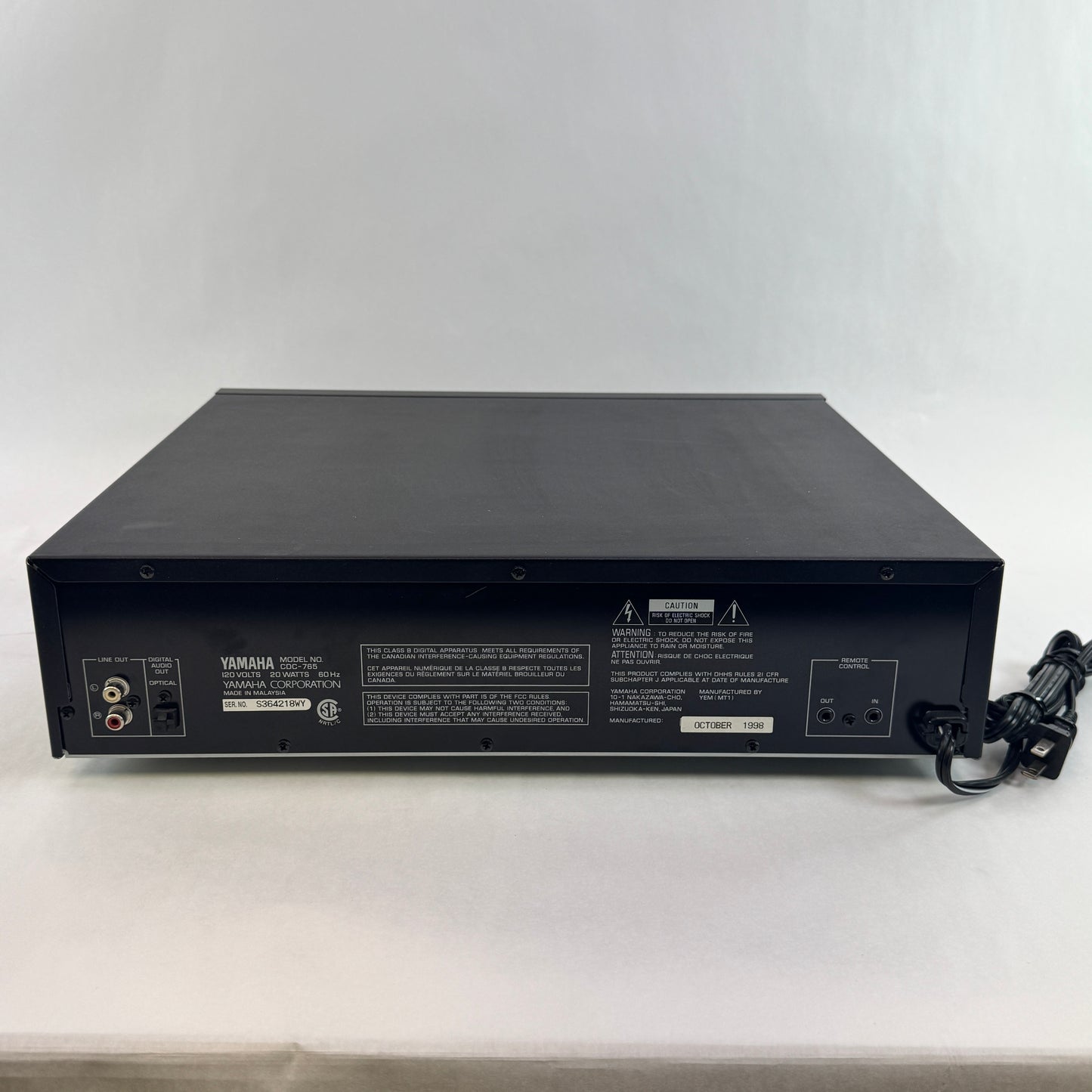 Yamaha CDC-765 Natural Sound Compact Disc Player 120V 20W 60Hz